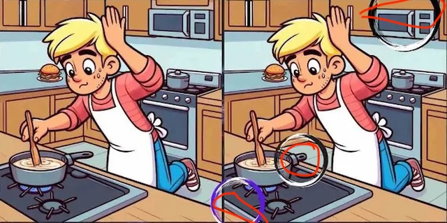 The solution revealed: Here are the 3 differences highlighted – did you find them all?