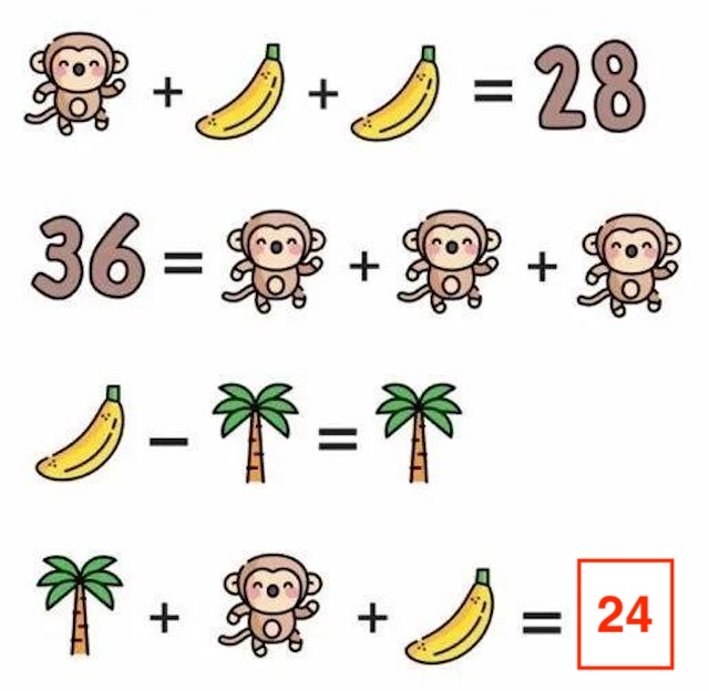 The answer to the puzzle is revealed! Did you get 24? Test your skills and see if you can solve more like this!