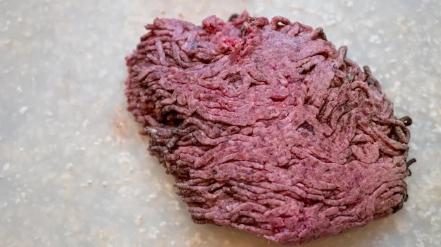 Ground beef that’s turned gray and brown throughout. When the color shift is widespread, it may be a sign of spoilage