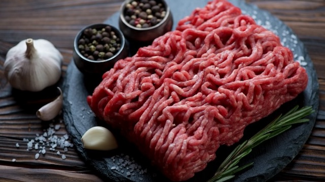 Freshly ground beef ready for cooking. Always check the color, smell, and texture to ensure your ground beef is safe to eat