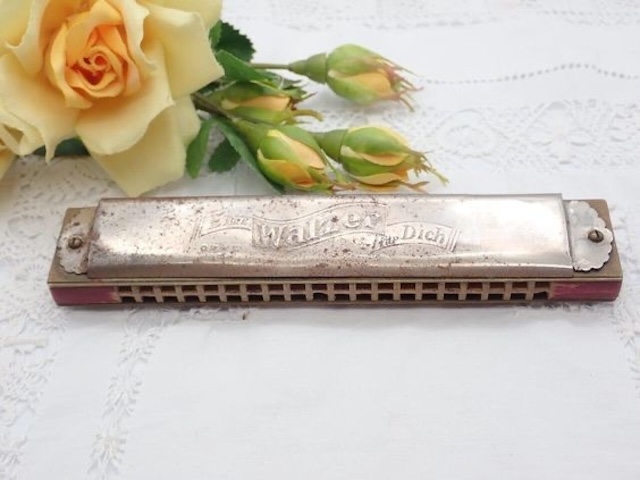 This beautifully designed vintage harmonica showcases intricate detailing and craftsmanship, perfect for any collector