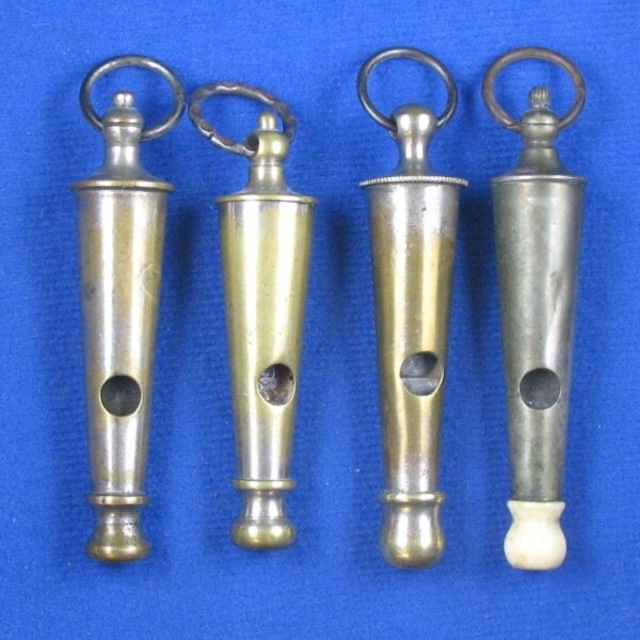 Each whistle carries a distinct design and history, reflecting their era of use