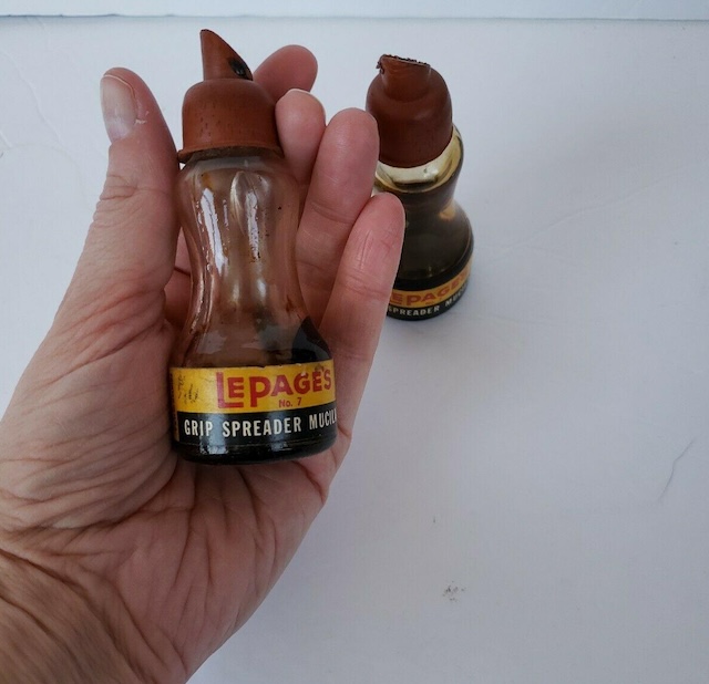 Holding a piece of history: the Lepage's Mucilage Glue bottle in hand, evoking memories of school projects and household crafts