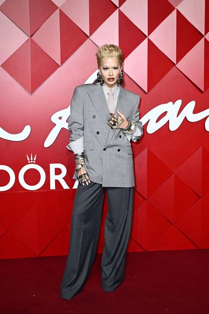 Rita Ora: The perfect blend of edgy and elegant, with a hint of metallic glamour.