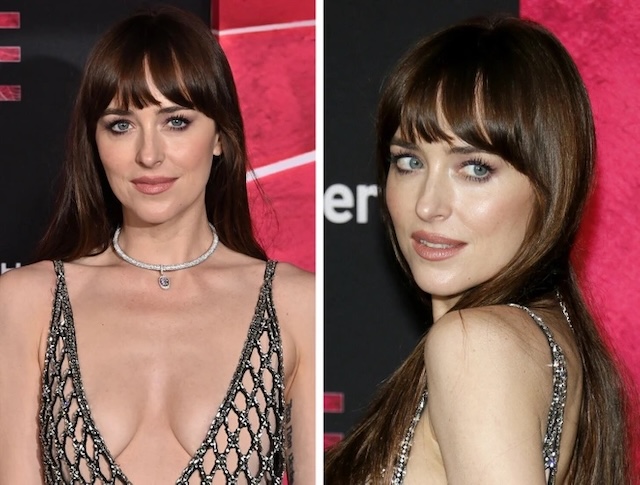 A closer look at Dakota Johnson’s bold outfit—she pairs elegance with confidence, showcasing her signature red carpet style