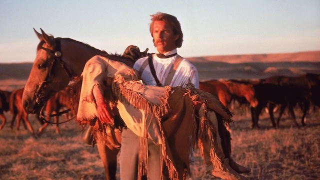 A moving scene from Dances with Wolves, with a character holding a symbolic piece of clothing, representing the deep connections formed in the narrative