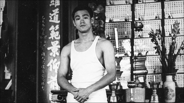 Bruce Lee during his training days, showing the dedication that led him to develop Jeet Kune Do, his revolutionary martial art philosophy