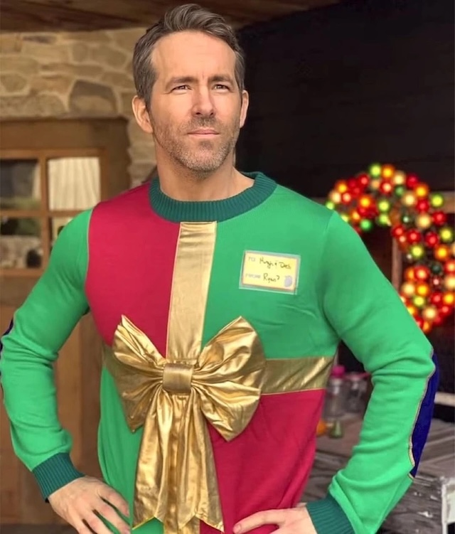 Ryan Reynolds keeps the Christmas sweater tradition alive