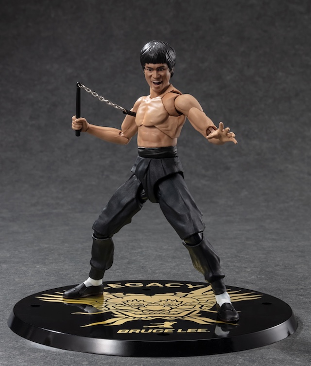 A tribute figure capturing Bruce Lee in action, showcasing his signature pose and stance, immortalizing his legacy as the martial arts legend