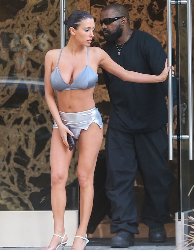 Bianca stuns in a metallic bikini and silver mini-skirt, drawing comparisons to Kim Kardashian's past look