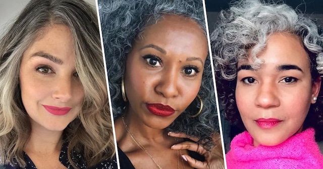 Women showcasing their confidence with natural gray hair, redefining beauty standards