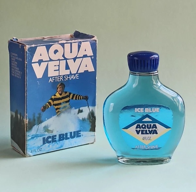 Another vintage Aqua Velva Ice Blue After Shave set, reminding us of the snowy freshness and invigorating splash men swore by after a close shave