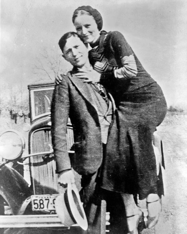 Bonnie Parker and Clyde Barrow, captured in a photograph from around 1933