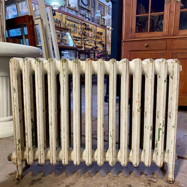 This durable vintage cast-iron radiator evokes nostalgia for a time when form and function went hand in hand