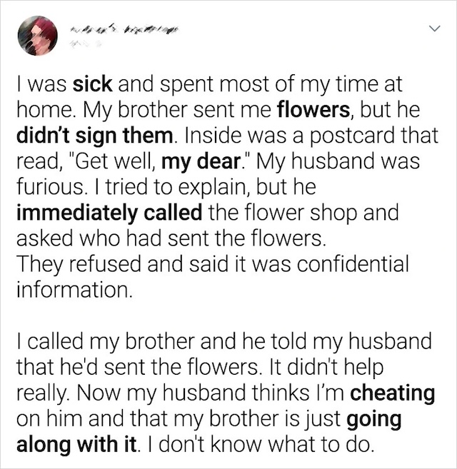 The story that led to the husband suspecting the relationship