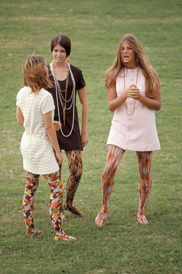 At Corona del Mar High School, Pam Pepin, Pat Auvenshine, and Kim Robertson turned heads in their eye-catching Pucci tights, a bold fashion statement of the time.