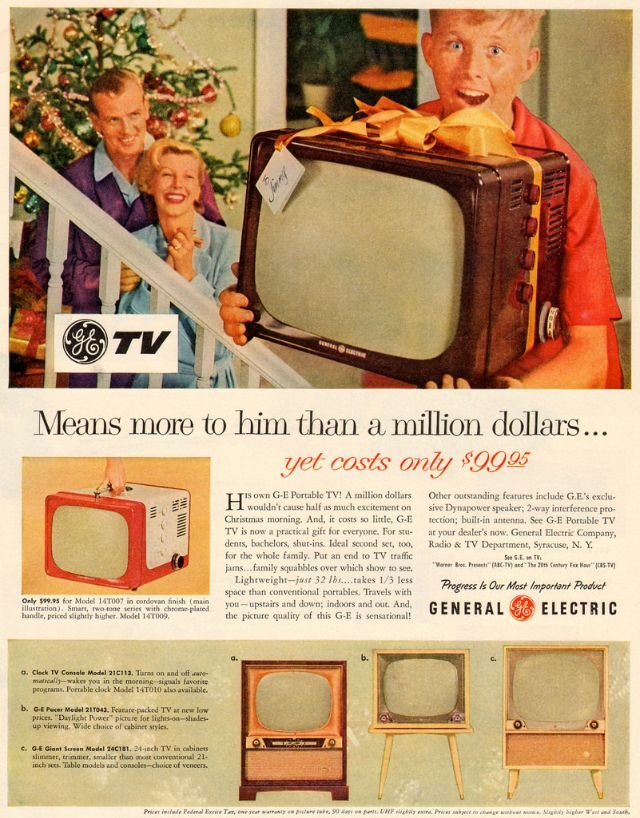 General Electric Television, 1955: Combining innovation and elegance, it set the standard for mid-century TV sets.