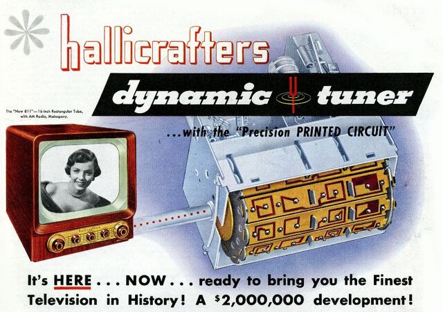 Hallicrafters’ Dynamic Tuner, 1950: A game-changer in TV technology for crystal-clear reception.