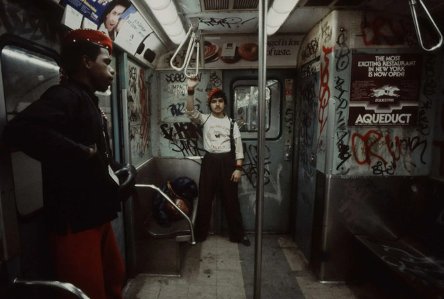 Members of the Guardian Angels, the volunteer anti-crime group, stand ready to patrol, offering a sense of security in the chaos of the 1981 subway.