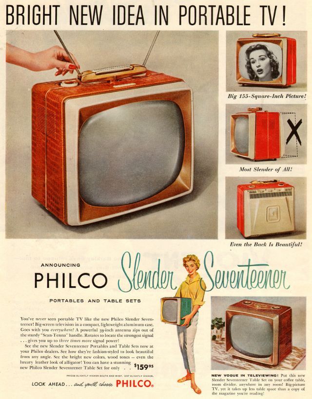 Philco Slender Seventeener television set, 1957: Combining compact design with exceptional performance.