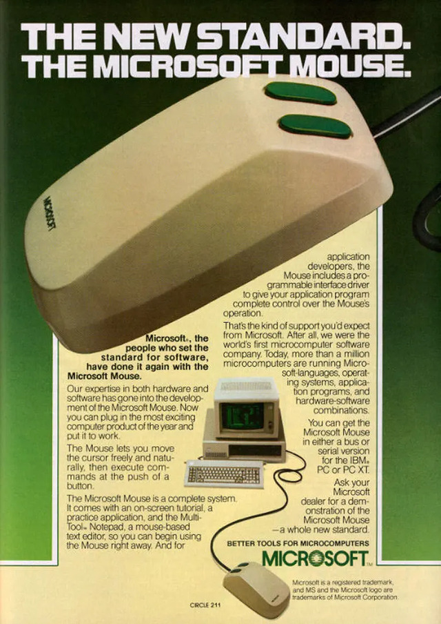 The first Microsoft Mouse, changing the way we interact with computers forever.