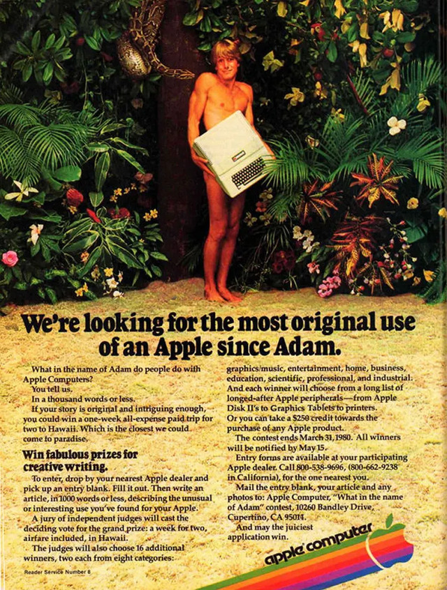 The iconic 1979 Apple II "Adam" advertisement that captured the imagination of early computer adopters.