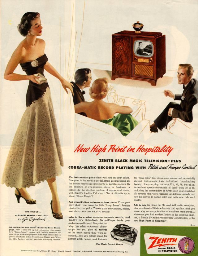 Zenith Black Magic Television, 1951: A name synonymous with superior picture quality and groundbreaking innovation.