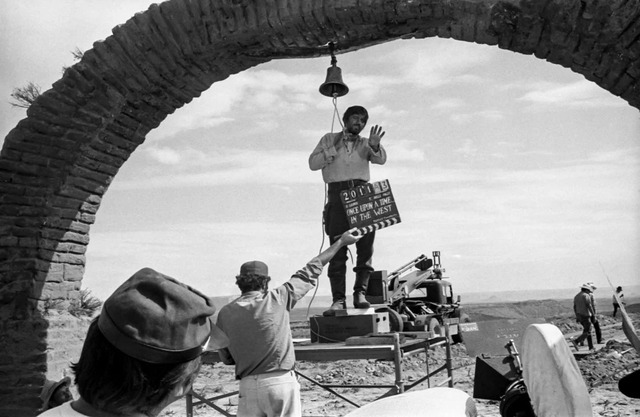 Cast against his usual heroic type, Henry Fonda takes a break between scenes, fully immersed in his chilling role as Frank. (Photo courtesy of Reel Art Press.)