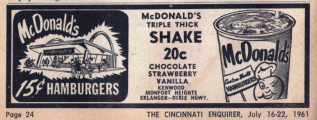 McDonald's marketing in the 1960s embraced catchy slogans and colorful imagery to attract customers.