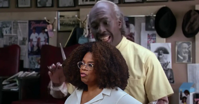 Oprah Winfrey reacts to Eddie Murphy's reveal that he played the barbershop characters in Coming to America.