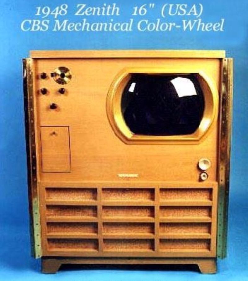 Another innovative design from this period was the Zenith CBS Mechanical Color Wheel TV (1948