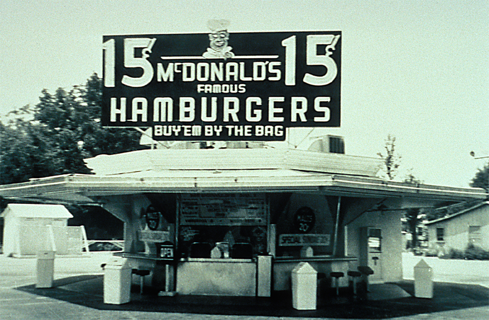 The McDonald brothers' original store in San Bernardino, California, in 1953, laying the groundwork for a global empire.