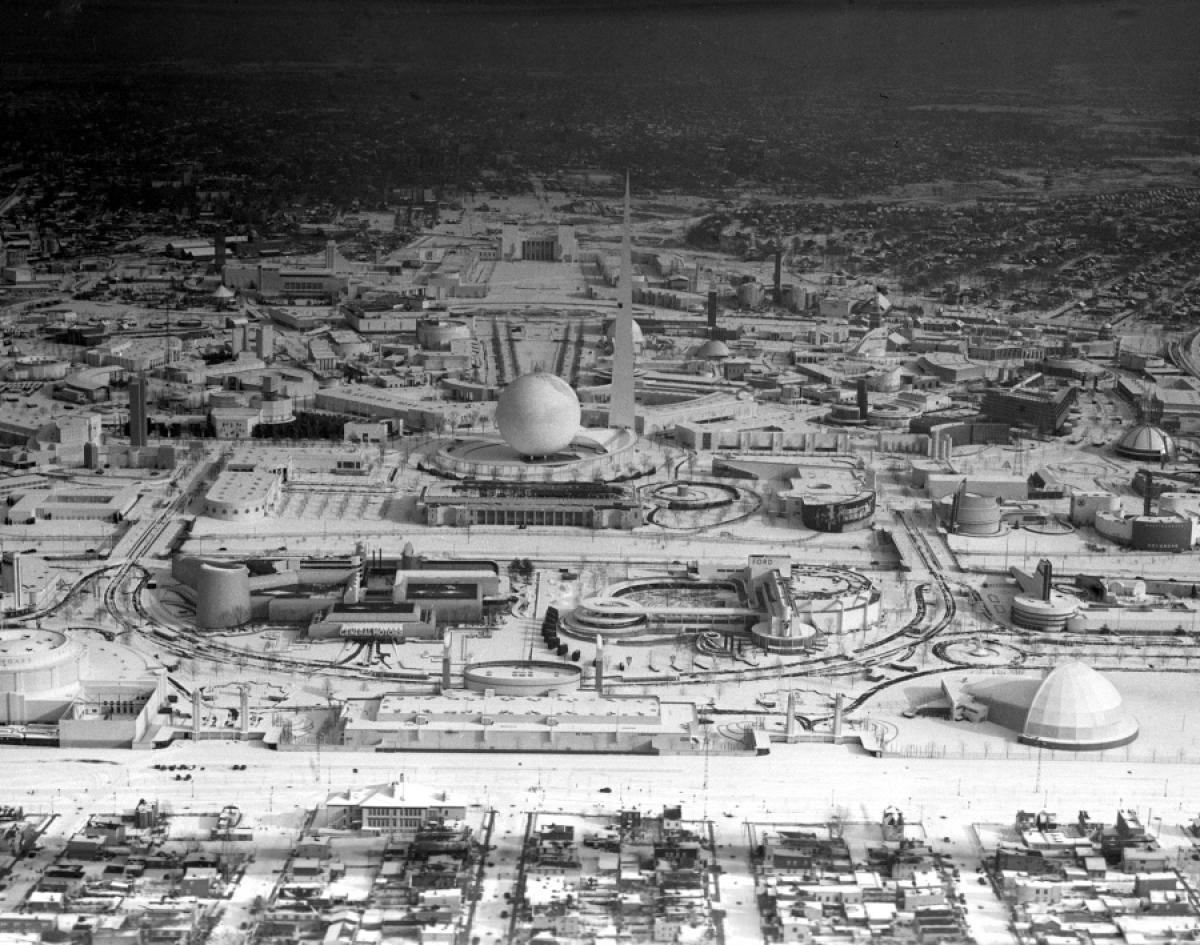 The World’s Fair, normally bustling with crowds, turns into a ghost town after a winter storm covers everything in snow, 1939.