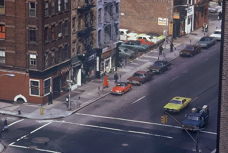 The changing face of Second Avenue at 26th Street, facing northwest, circa 1972. Photograph by Lew Kampel.