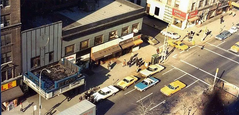 The iconic New Yorker Theater, standing on the west side of Broadway between 88th and 89th Streets, circa 1977. Photograph by Nicholas West.