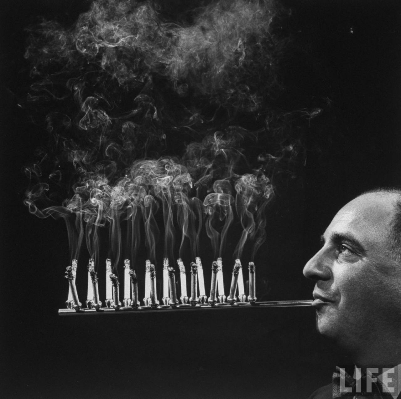 The multi-cigarette holder – for the smoker who's always in a rush to get their fix. (Photo by Joel Yale/LIFE magazine).