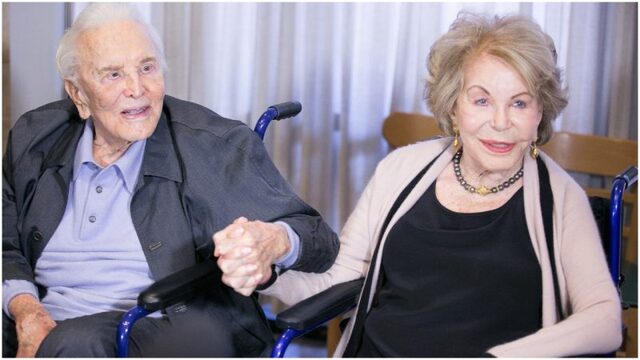 A milestone moment: Kirk Douglas at 102, with his wife Anne, who at 100, still shares in the joy of life.