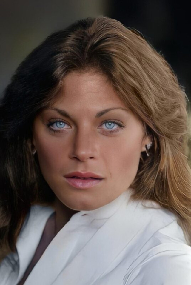 Classic portrait of Meg Foster in her prime, exuding elegance and intensity.