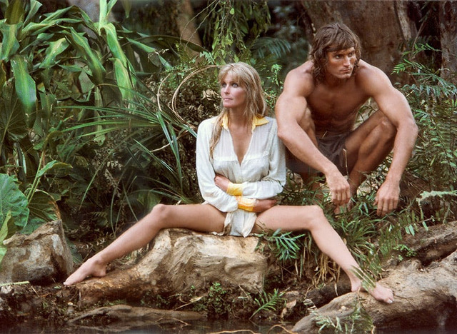 On set in the 1980s, where Derek combined glamour with the adventurous spirit of Hollywood storytelling.