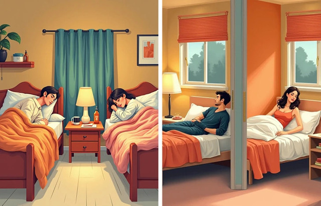 Separate sleeping arrangements allow each person to create a sleep environment that suits their needs.