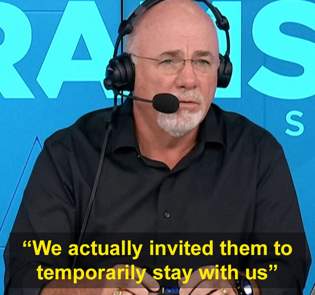 Dave Ramsey, known for his no-nonsense approach, listens intently as a frustrated caller explains the struggle with her in-laws living with them indefinitely.