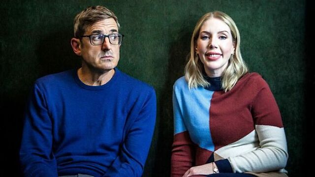 Louis Theroux questions Katherine Ryan during their interview, as she reflects on her controversial actions involving her boss.