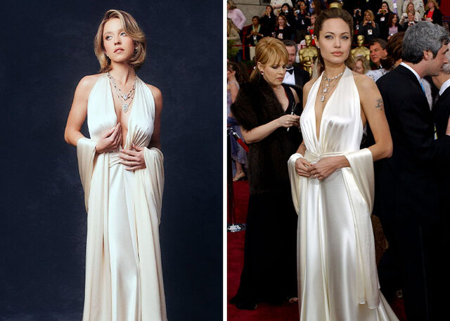 Review Sydney Sweeney’s recreation of Angelina Jolie’s 2004 Oscar gown, discussing its strengths and weaknesses.