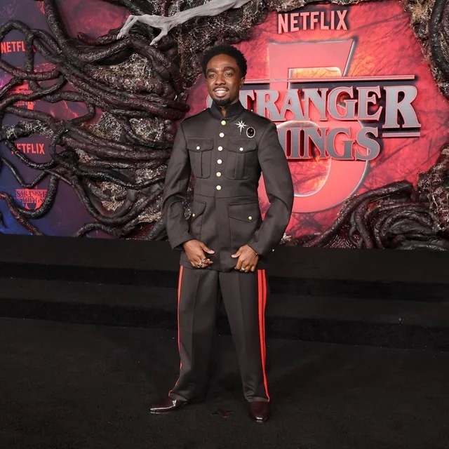 Caleb McLaughlin’s Military-Inspired Suit at the Stranger Things Premiere