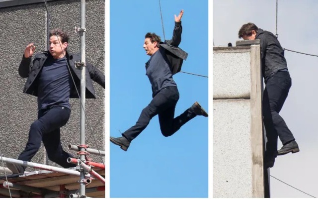 Tom Cruise snapped his ankle during a daring leap between skyscrapers.