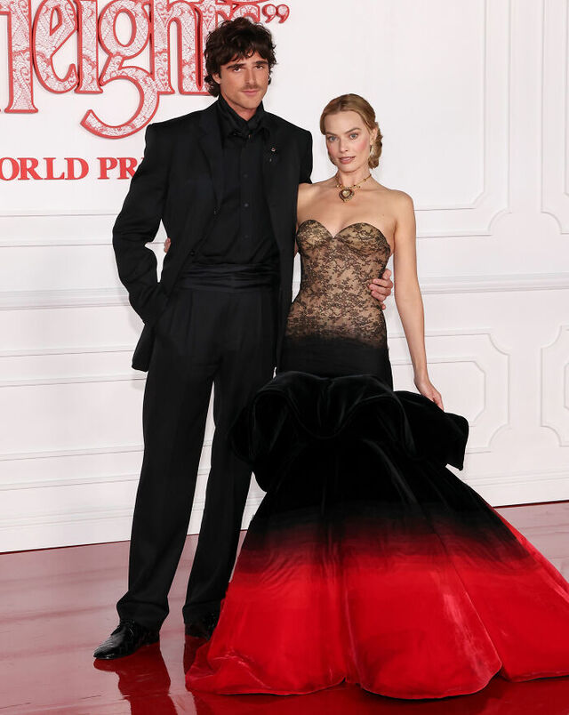 Margot Robbie and Jacob Elordi arrive at the film's world premiere