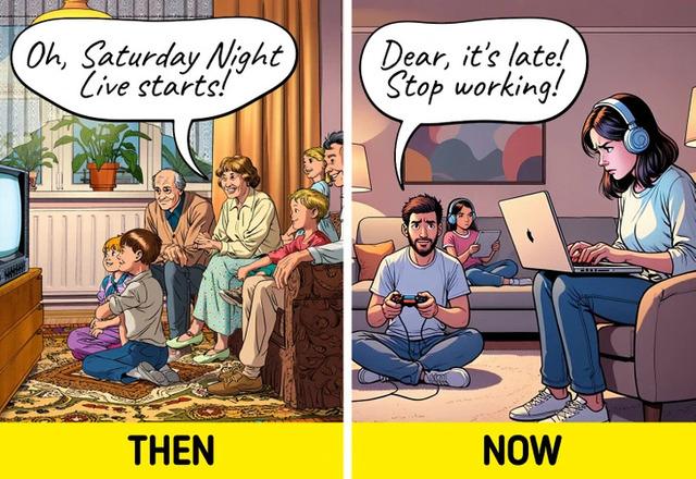 Families are physically together but digitally separated.