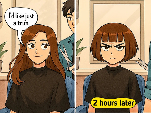 The Haircut Surprise: She went in for a trim and came out with an unexpected transformation.