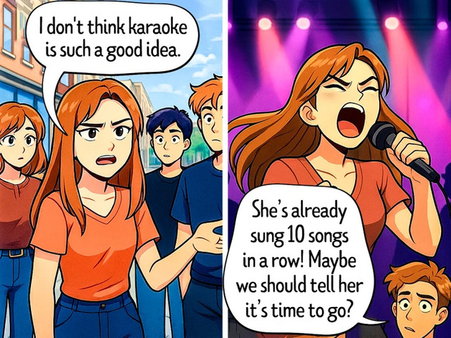 The Karaoke Star: Karaoke night always unleashes her inner pop star.